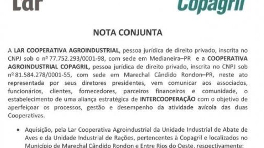 Lar acquires poultry slaughter  and food factory of Copagril
