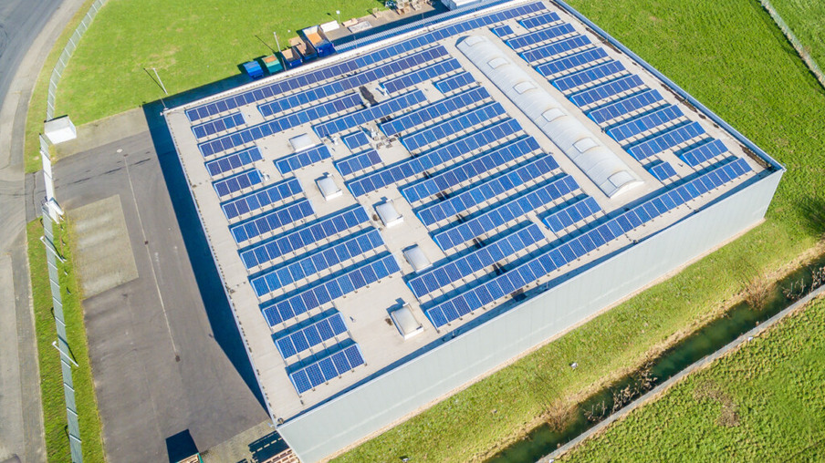 Photovoltaic power plant on a roof