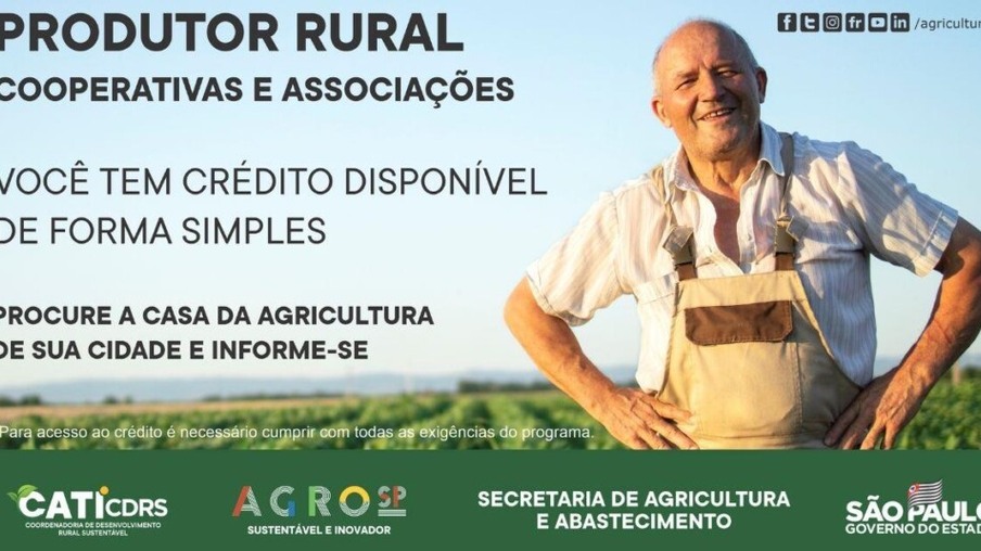 Governo de São Paulo tem crédito disponível para Produtor Rural, Associações e Cooperativas