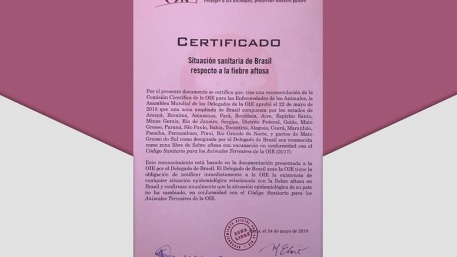 Brasil recebe na OIE certificado de livre da aftosa com vacinação