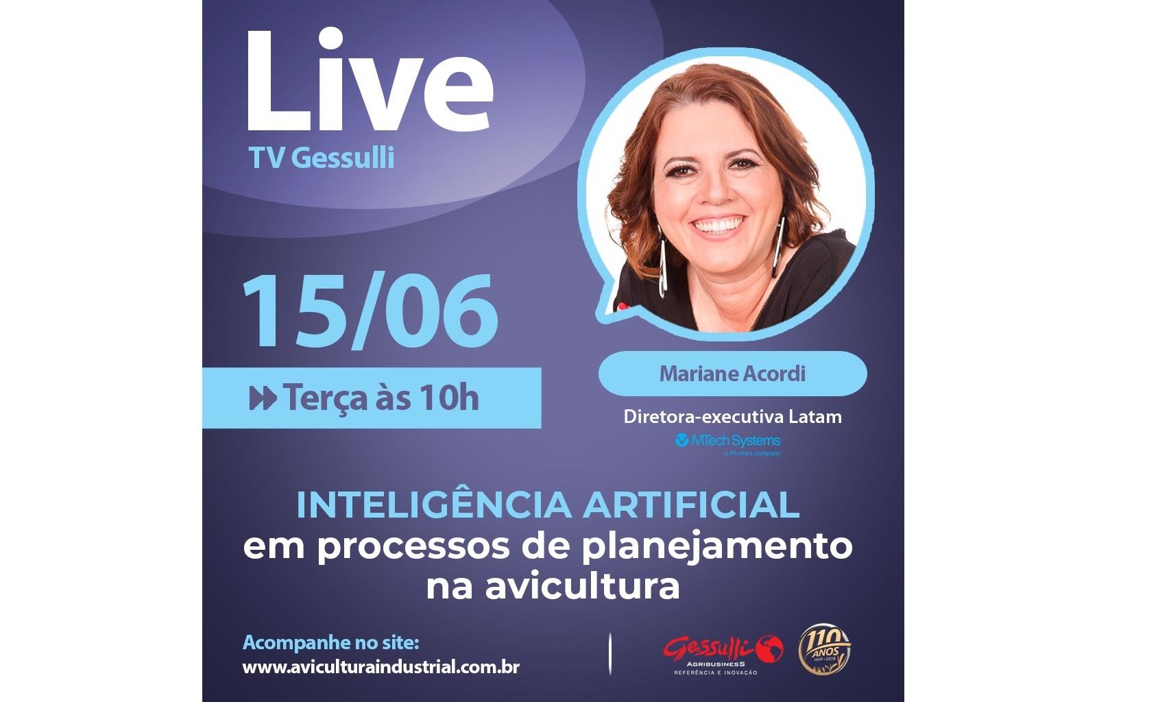 Live hoje sobre Inteligência Artificial em processos de planejamento na avicultura na TV Gessulli