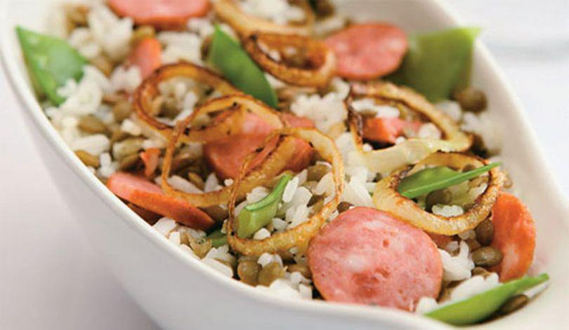 Arroz com Lentilha e Calabresa Arroz com Lentilha e Calabresa
