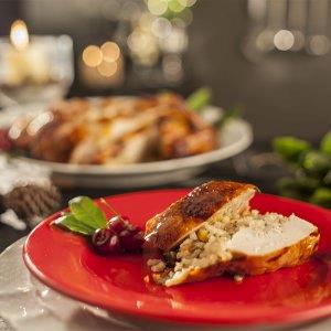 Frango de Natal recheado Frango de Natal recheado