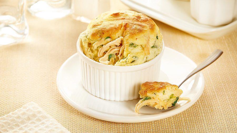 Suflê de frango e espinafre