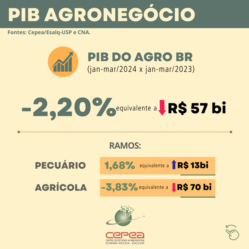 PIB Agro recua 2,2% e pode responder por cerca de 21,5% do PIB do País neste ano