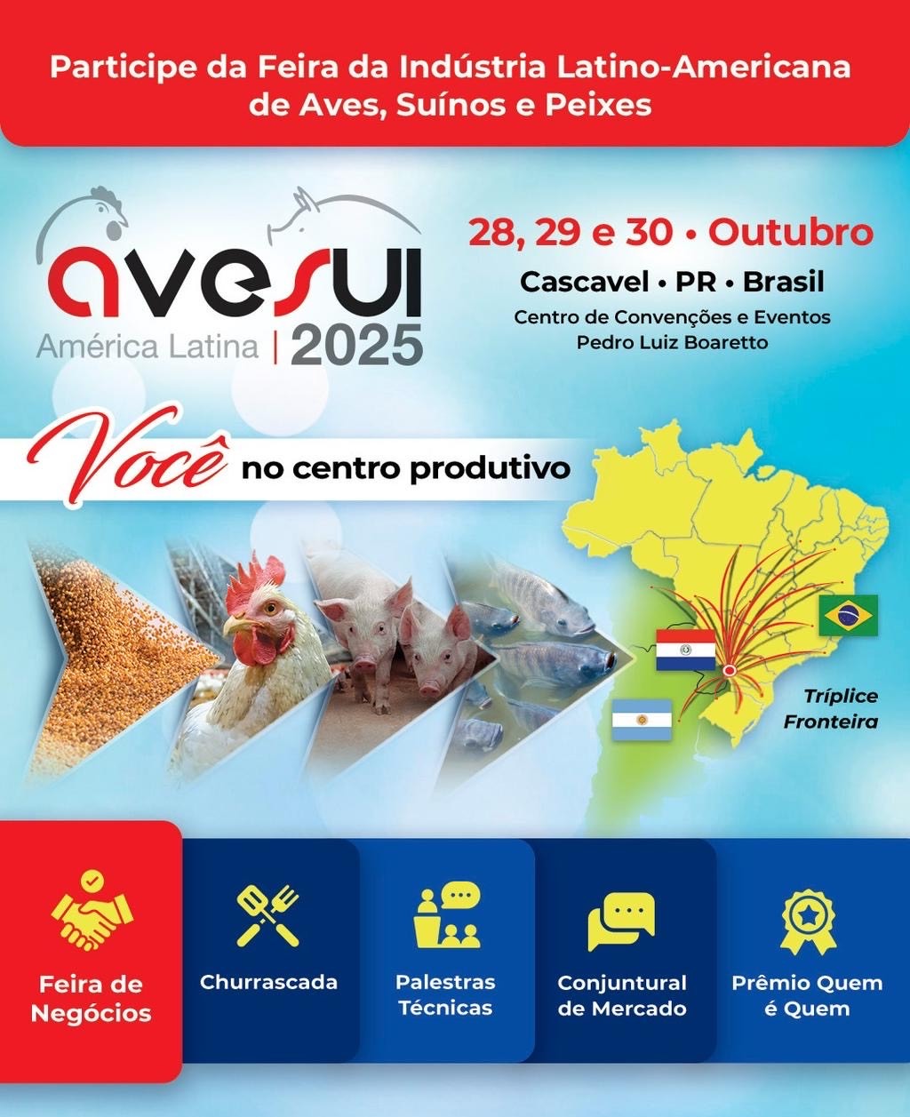 Contagem regressiva: AveSui 2025 começa em menos de uma semana em Cascavel (PR) Contagem regressiva: AveSui 2025 começa em menos de uma semana em Cascavel (PR)