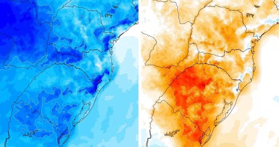 Frente fria derruba temperaturas no Sul, provoca geada e dá lugar a nova onda de calor Frente fria derruba temperaturas no Sul, provoca geada e dá lugar a nova onda de calor