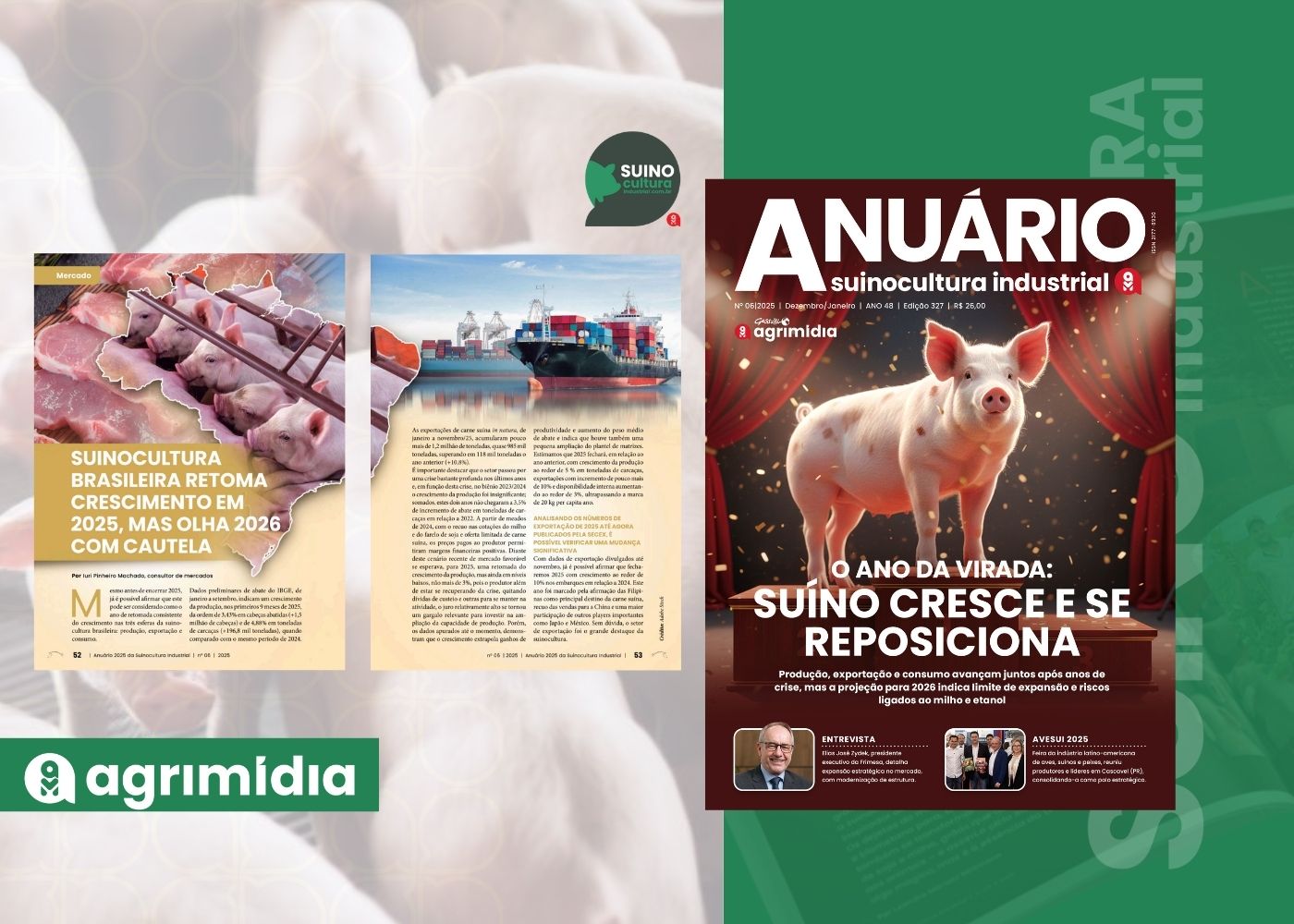 Suinocultura brasileira cresce em 2025 e projeta 2026 com atenção ao mercado no Anuário Suinocultura Industrial